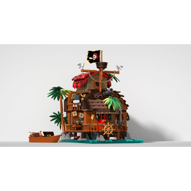 IAMBRICK 31110 THUYỀN BUỒM bộ đồ chơi xếp lắp ráp ghép mô hình Pirates Of The Caribbean THE INVERTED SAIL TAVERN Cướp Biển Vùng Caribe 1312 khối