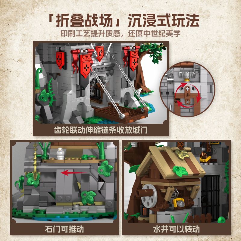 IAMBRICK 40210 HIỆP SĨ CỦA CHÚA THÁNH THẦN bộ đồ chơi xếp lắp ráp ghép mô hình Medieval Castle HOLY SPIRIT KNIGHT'S FORTRESS Chiến Tranh Trung Cổ 2568 khối