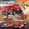 Kazi KY80470 80470 MÔ HÌNH XE CỨU HỎA HUILI 4 bộ đồ chơi xếp lắp ráp ghép mô hình City Thành Phố 695 khối