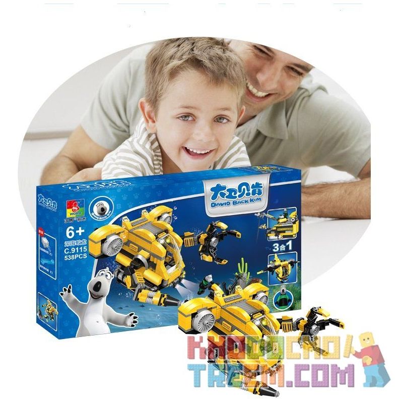 WOMA C9115 9115 Xếp hình kiểu  CREATOR 3 IN 1 Deep Sea Submarine Thám Hiểm Biến Sâu 538 khối