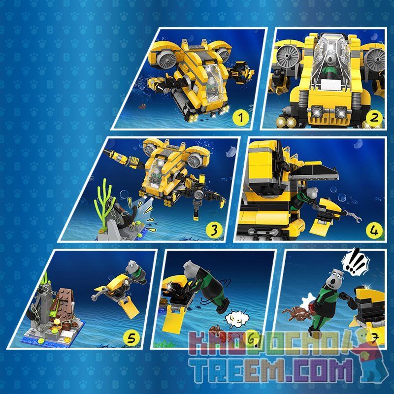 WOMA C9115 9115 Xếp hình kiểu  CREATOR 3 IN 1 Deep Sea Submarine Thám Hiểm Biến Sâu 538 khối