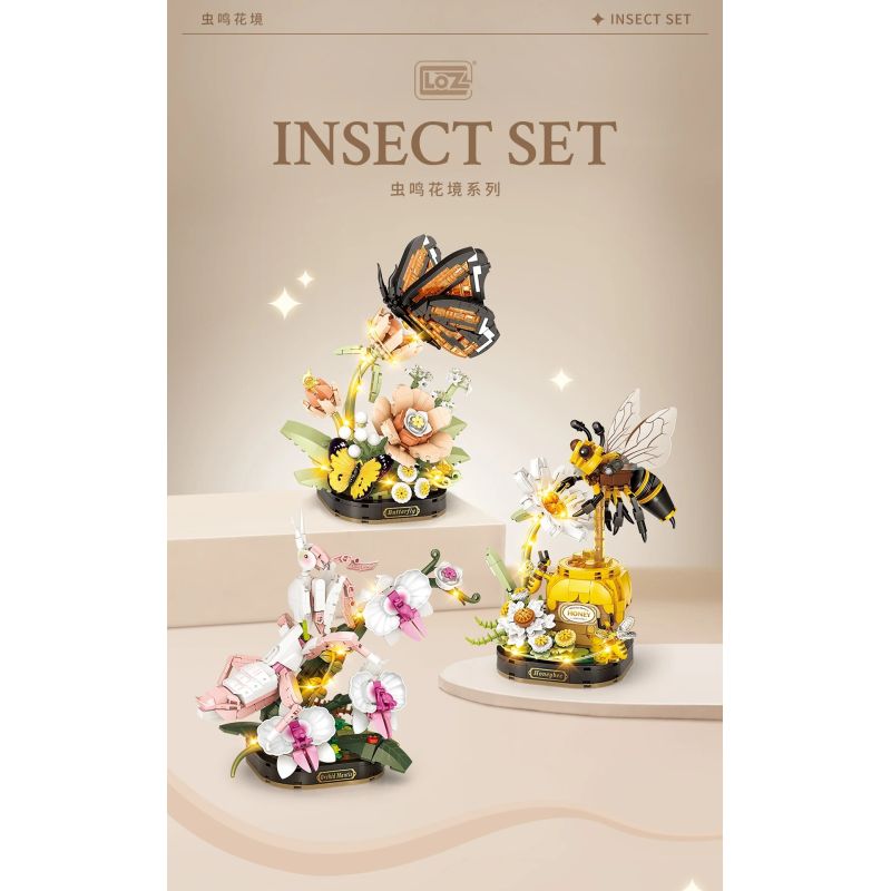 LOZ 4118 CÔN TRÙNG HOA CÕI BỌ NGỰA LAN bộ đồ chơi xếp lắp ráp ghép mô hình Arts & Crafts INSECT