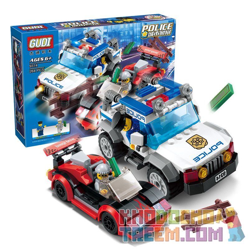 GUDI 9314 non  ĐUỔI BẮT TỐC ĐỘ CAO bộ đồ chơi xếp lắp ráp ghép mô hình City POLICE Thành Phố 264 khối