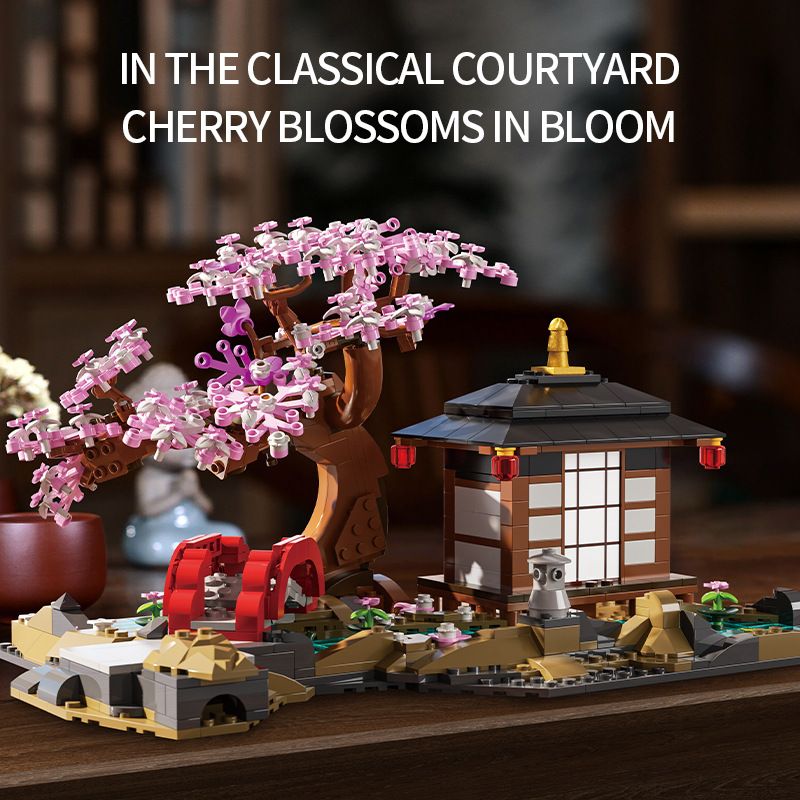 XBERT 66100 HOA ANH ĐÀO NHẬT BẢN bộ đồ chơi xếp lắp ráp ghép mô hình CHERRY BLOSSOM GARDEN 916 khối