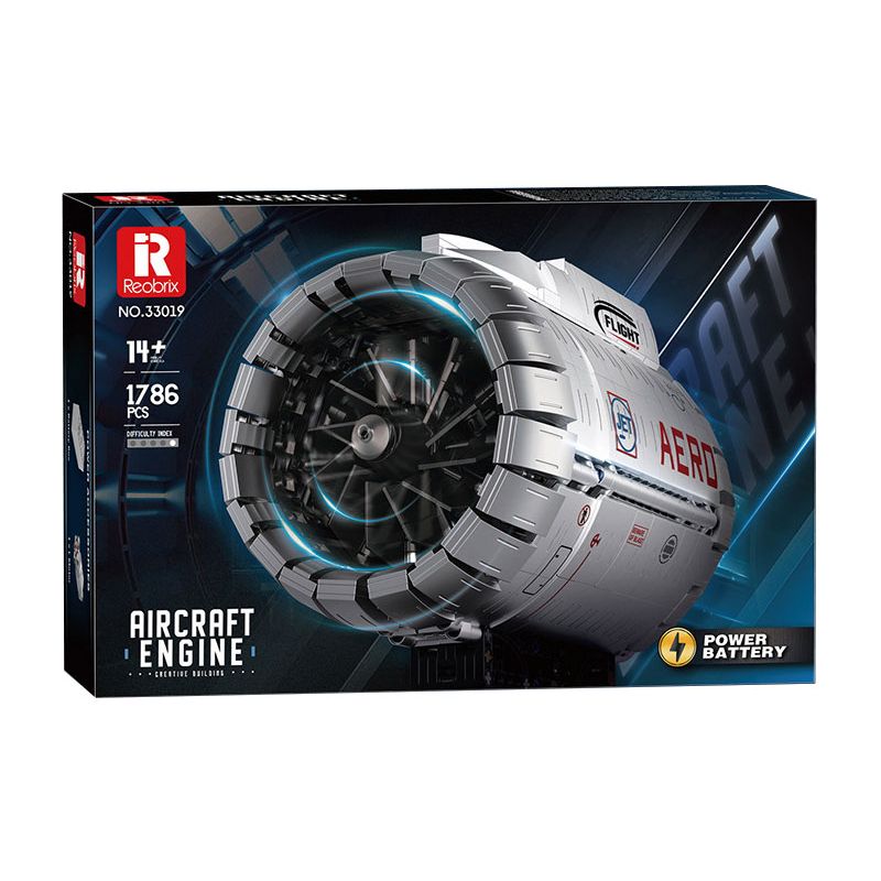 REOBRIX 33019 ĐỘNG CƠ TURBOFAN HÀNG KHÔNG bộ đồ chơi xếp lắp ráp ghép mô hình Technic AIRCRAFT ENGINE Kỹ Thuật Công Nghệ Cao Mô Hình Phương Tiện 1786 khối