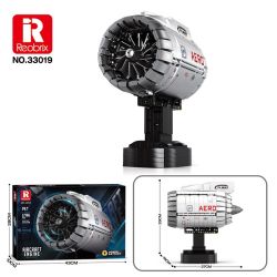 REOBRIX 33019 ĐỘNG CƠ TURBOFAN HÀNG KHÔNG bộ đồ chơi xếp lắp ráp ghép mô hình Technic AIRCRAFT ENGINE Kỹ Thuật Công Nghệ Cao Mô Hình Phương Tiện 1786 khối