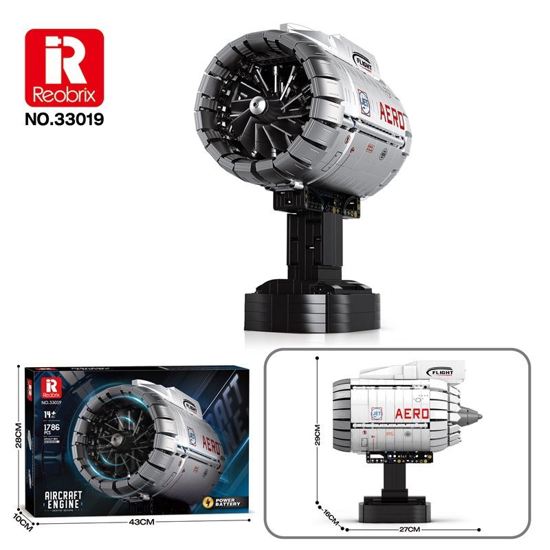 REOBRIX 33019 ĐỘNG CƠ TURBOFAN HÀNG KHÔNG bộ đồ chơi xếp lắp ráp ghép mô hình Technic AIRCRAFT ENGINE Kỹ Thuật Công Nghệ Cao Mô Hình Phương Tiện 1786 khối