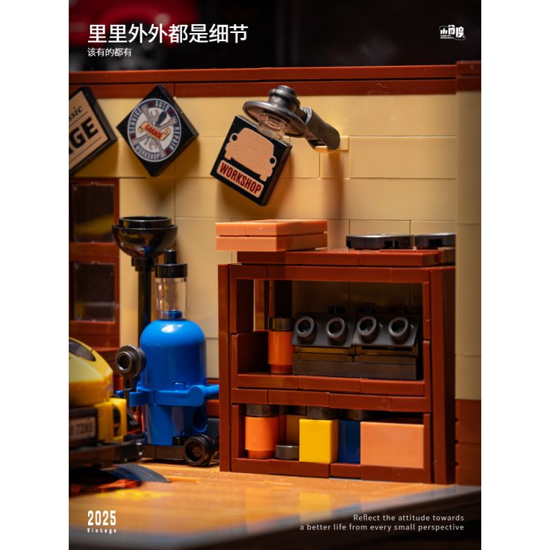 SMALL ANGLE JD098 NHÀ MÁY SỬA CHỮA XE RETRO bộ đồ chơi xếp lắp ráp ghép mô hình Creator THE SPEED HUNTER VINTAGE GARAGE Sáng Tạo 750 khối