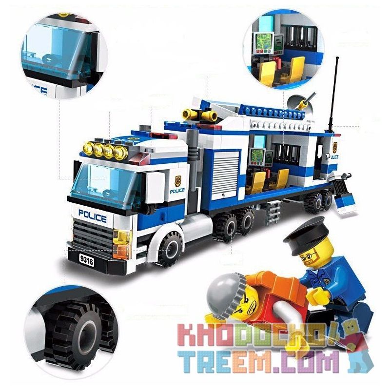 GUDI 9316 non  TRẠM CẢNH SÁT LƯU ĐỘNG bộ đồ chơi xếp lắp ráp ghép mô hình City Thành Phố 407 khối