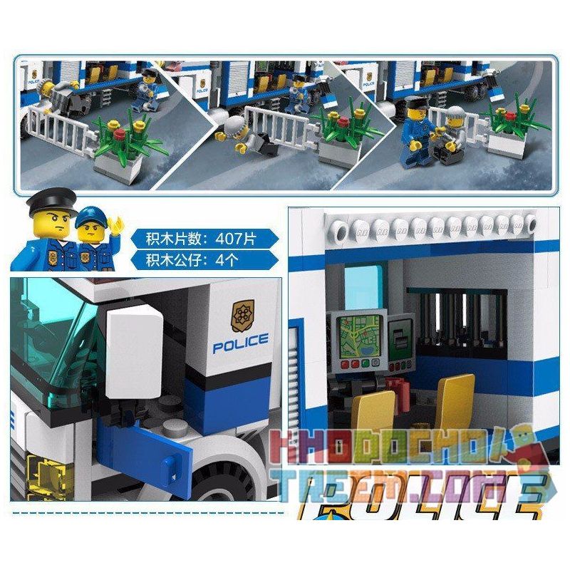 GUDI 9316 non  TRẠM CẢNH SÁT LƯU ĐỘNG bộ đồ chơi xếp lắp ráp ghép mô hình City Thành Phố 407 khối