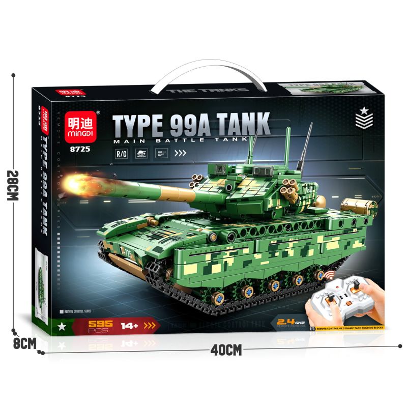 MINGDI LEIBAO 8725 2 4G ĐIỀU KHIỂN TỪ XA 99A TANK bộ đồ chơi xếp lắp ráp ghép mô hình Military Army TYPE 99A TANK Quân Sự Bộ Đội 595 khối