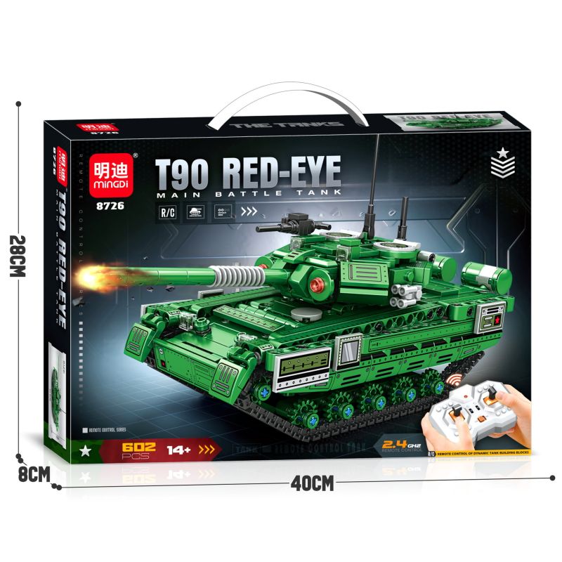 MINGDI LEIBAO 8726 2 4G ĐIỀU KHIỂN TỪ XA T90 TANK bộ đồ chơi xếp lắp ráp ghép mô hình Military Army T90 RED EYE TANK Quân Sự Bộ Đội 602 khối