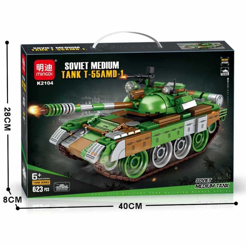 MINGDI LEIBAO K2104 2104 T-55 MAIN BATTLE TANK bộ đồ chơi xếp lắp ráp ghép mô hình Military Army SOVIET MEDIUM T-55 AMD-1 TANK Quân Sự Bộ Đội 623 khối
