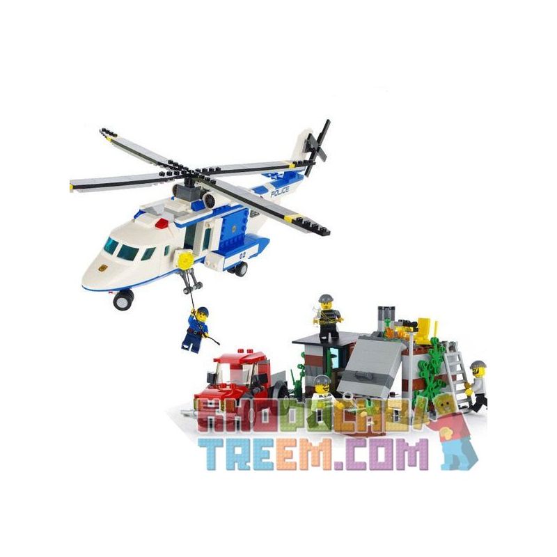 GUDI 9319 non  TRỰC THĂNG CẢNH SÁT PHỐI HỢP MÔ TÔ 4 BÁNH bộ đồ chơi xếp lắp ráp ghép mô hình City POLICE Thành Phố 628 khối