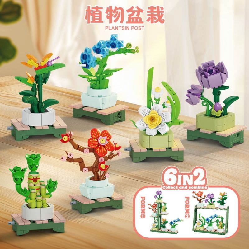 FORANGE FC8162 8162 6 CÂY TRỒNG THỰC VẬT LOẠI TRE PHONG PHÚ HOA LAN THỦY TIÊN MẬN CHIM THIÊN ĐƯỜNG HỒNG bộ đồ chơi xếp lắp ráp ghép mô hình Creator Sáng Tạo 645 khối