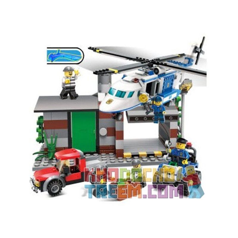 GUDI 9319 non  TRỰC THĂNG CẢNH SÁT PHỐI HỢP MÔ TÔ 4 BÁNH bộ đồ chơi xếp lắp ráp ghép mô hình City POLICE Thành Phố 628 khối