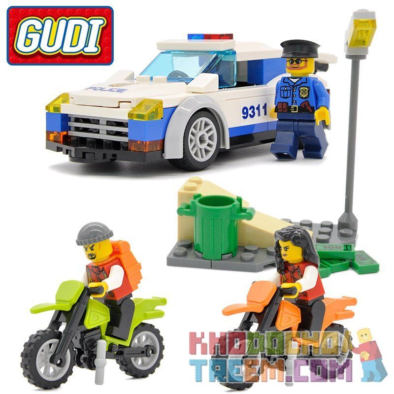 GUDI 9311 Xếp hình kiểu  CITY Police Chasing Cảnh Sát Truy đuổi Mô Tô Cướp 158 khối GUDI 9311 Xếp hình kiểu  CITY Police Chasing Cảnh Sát Truy đuổi Mô Tô Cướp 158 khối