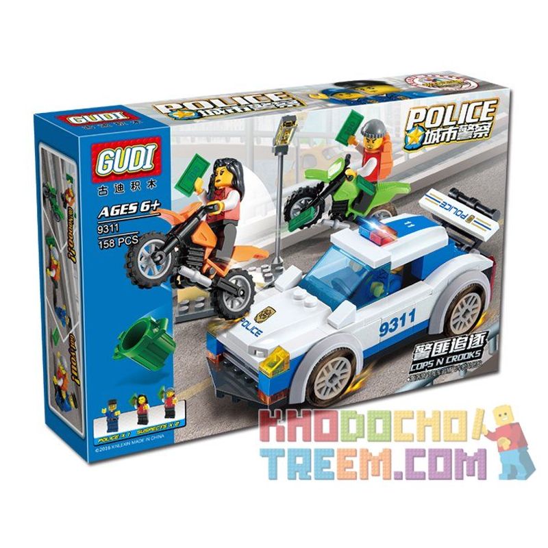 GUDI 9311 Xếp hình kiểu  CITY Police Chasing Cảnh Sát Truy đuổi Mô Tô Cướp 158 khối GUDI 9311 Xếp hình kiểu  CITY Police Chasing Cảnh Sát Truy đuổi Mô Tô Cướp 158 khối