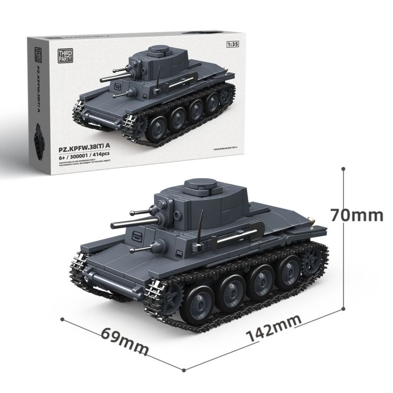 THIRDPARTY 300001 38T-A LIGHT TANK 1:35 tỷ lệ 1:35 bộ đồ chơi xếp lắp ráp ghép mô hình Military Army PZ.KPFW.38(T) A Quân Sự Bộ Đội 414 khối