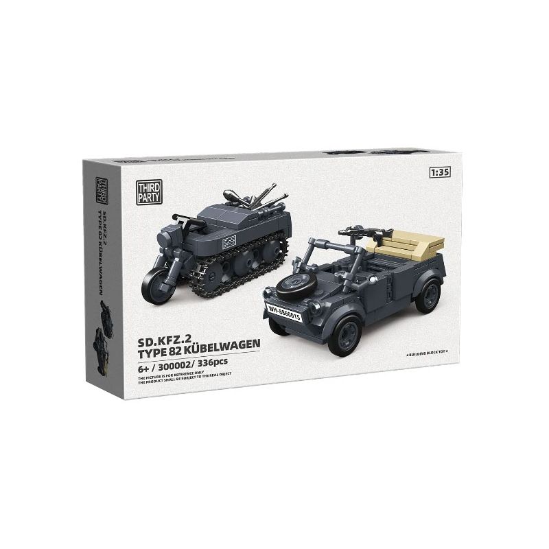 THIRDPARTY 300002 SD.KFZ.2 HALF TRACK MOTORCYCLE VÀ 82 XÔ XE TẢI 1:35 tỷ lệ 1:35 bộ đồ chơi xếp lắp ráp ghép mô hình Military Army SD.KFZ.2 TYPE 82 KUBELWAGEN Quân Sự Bộ Đội 414 khối
