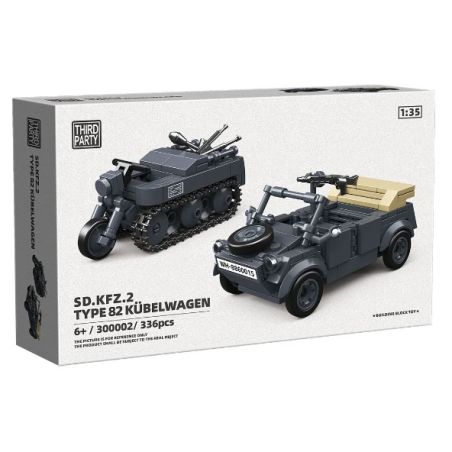 THIRDPARTY 300002 SD.KFZ.2 HALF TRACK MOTORCYCLE VÀ 82 XÔ XE TẢI 1:35 tỷ lệ 1:35 bộ đồ chơi xếp lắp ráp ghép mô hình Military Army SD.KFZ.2 TYPE 82 KUBELWAGEN Quân Sự Bộ Đội 414 khối