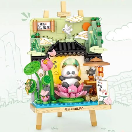 LOZ 7204 CHÚC MAY MẮN LOTUS bộ đồ chơi xếp lắp ráp ghép mô hình Art GOOD LUCK LOTUS 652 khối