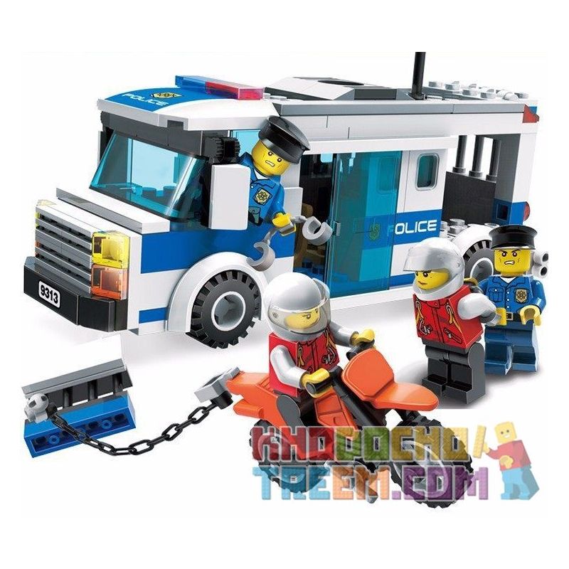 GUDI 9313 non  XE CHỞ PHẠM NHÂN bộ đồ chơi xếp lắp ráp ghép mô hình City POLICE Thành Phố 204 khối
