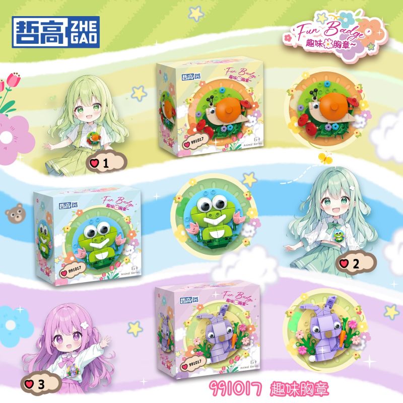 ZHEGAO 991017 HUY HIỆU VUI VẺ 6 KIỂU bộ đồ chơi xếp lắp ráp ghép mô hình Art FUN BADGE