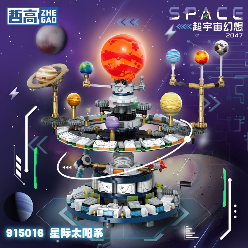 ZHEGAO 915016 Xếp hình lắp ráp ghép mô hình Siêu vũ trụ tưởng tượng 2047: Hệ mặt trời giữa các vì sao