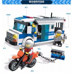 GUDI 9313 non  XE CHỞ PHẠM NHÂN bộ đồ chơi xếp lắp ráp ghép mô hình City POLICE Thành Phố 204 khối