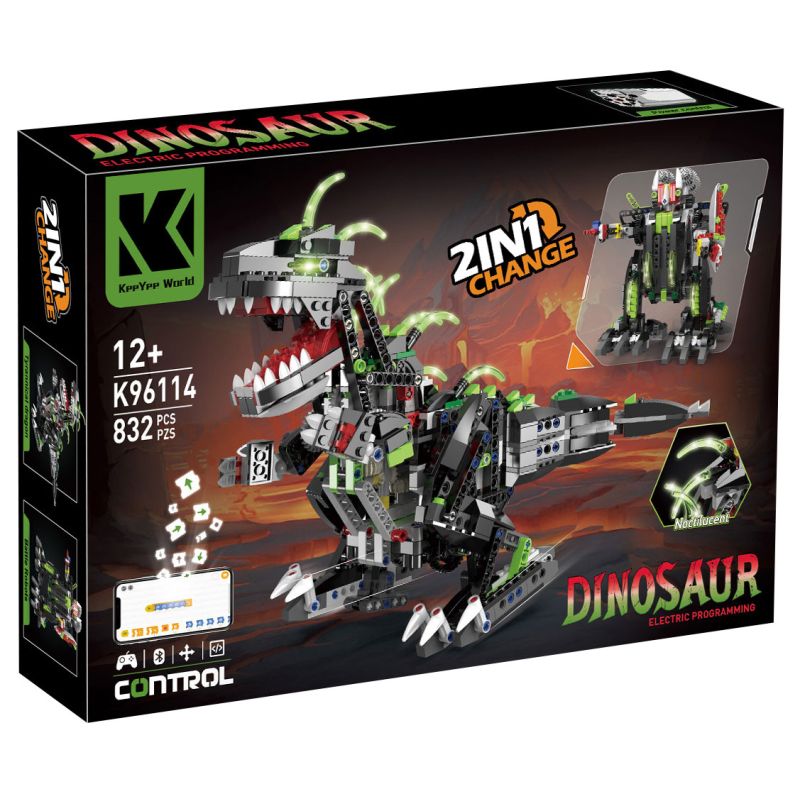 KAIYU KeeYee World K96114 Variable Dinosaur Xếp hình lắp ráp ghép mô hình Kiểm soát từ xa của Rồng chuyên chế