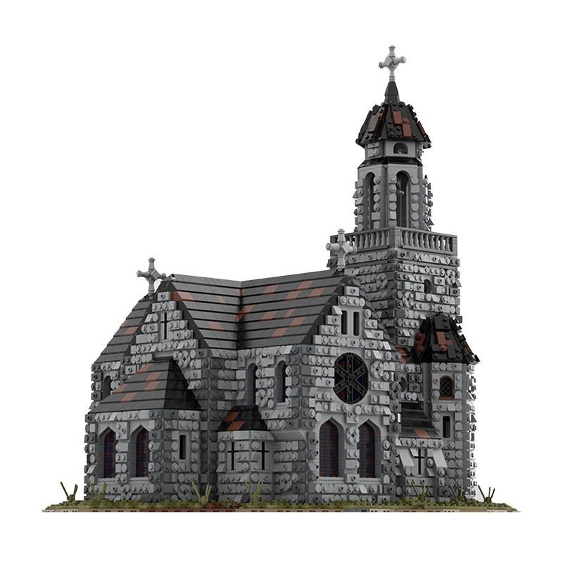 Rebrickable MOC-76813 Medieval Church Xếp hình lắp ráp ghép mô hình Nhà thờ thời trung cổ