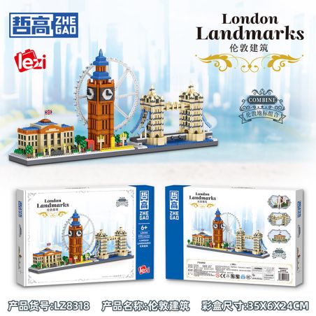 ZHEGAO LZ8318 8318 KIẾN TRÚC LUÂN ĐÔN bộ đồ chơi xếp lắp ráp ghép mô hình Architecture Công Trình Kiến Trúc 3110 khối