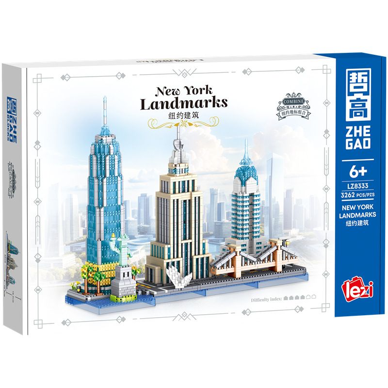 ZHEGAO LZ8333 8333 KIẾN TRÚC NEW YORK bộ đồ chơi xếp lắp ráp ghép mô hình Architecture Công Trình Kiến Trúc 3262 khối