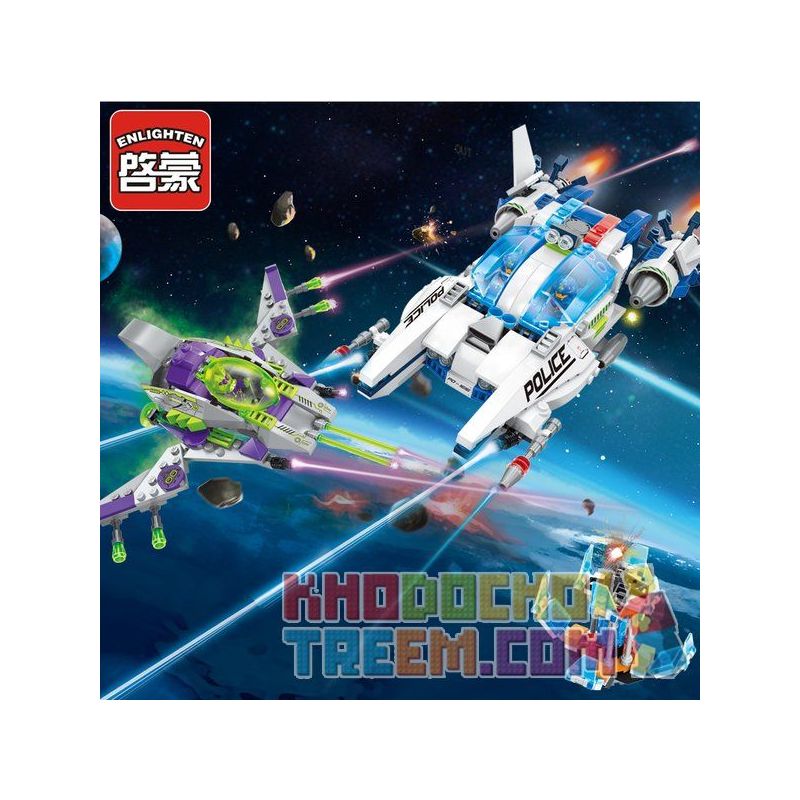 Enlighten 1616 Qman 1616 non  NGĂN CHẶN PHI THUYỀN SÁT THỦ NGƯỜI NGOÀI HÀNH TINH bộ đồ chơi xếp lắp ráp ghép mô hình Space Adventure SPACE ADVENTURE ALIEN JET ASSAULT Thám Hiểm Không Gian 517 khối