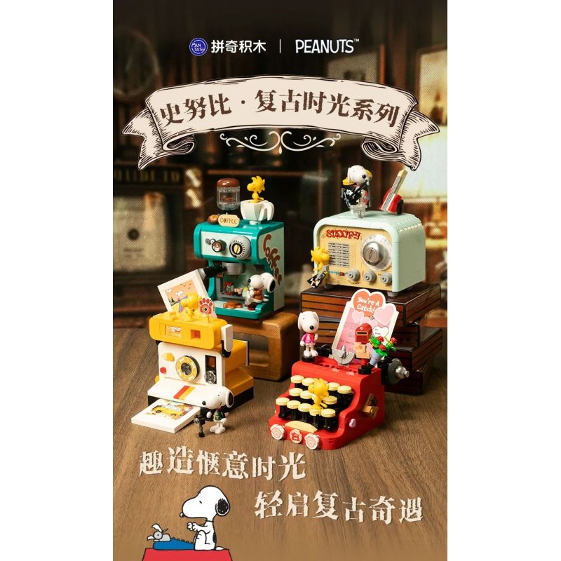 PANTASY 86917 SNOOPY RETRO TIME RHYTHM RADIO bộ đồ chơi xếp lắp ráp ghép mô hình Movie & Game Phim Và Trò Chơi