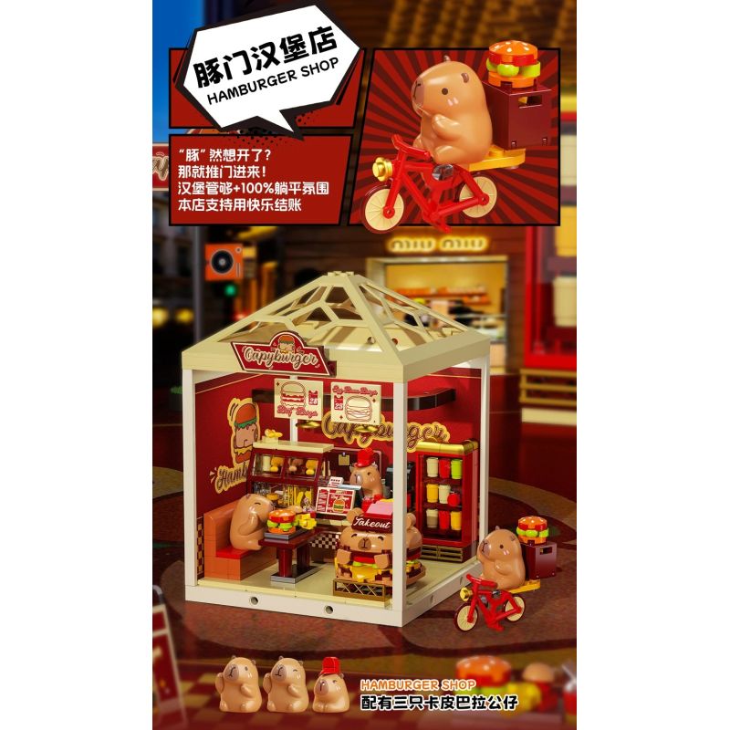JAKI FK021 Xếp hình lắp ráp ghép mô hình Super Town: Dumen Hamburger Shop