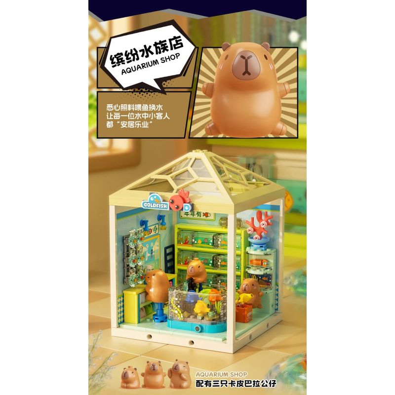 JAKI FK023 SIÊU THỊ CỬA HÀNG HỒ CÁ ĐẦY MÀU SẮC bộ đồ chơi xếp lắp ráp ghép mô hình