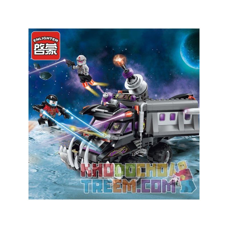 Enlighten 1614 Qman 1614 non  XE TẢI BỌC THÉP CÓ PHÁO bộ đồ chơi xếp lắp ráp ghép mô hình Space Adventure SPACE ADVENTURE CANNON ARMORED TRUCK Thám Hiểm Không Gian 369 khối