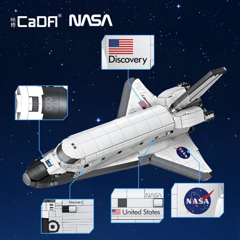 CADA DOUBLEE C56052 56052 NASA DISCOVERY SPACE SHUTTLE 1:80 tỷ lệ 1:80 bộ đồ chơi xếp lắp ráp ghép mô hình Creator Sáng Tạo 1827 khối