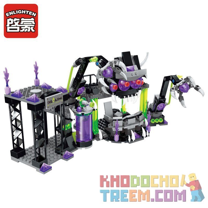 Enlighten 1613 Qman 1613 non  CĂN CỨ BỌN TỘI PHẠM bộ đồ chơi xếp lắp ráp ghép mô hình Space Adventure SPACE ADVENTURE VILLAINS ALLIANCE BASE Thám Hiểm Không Gian 398 khối