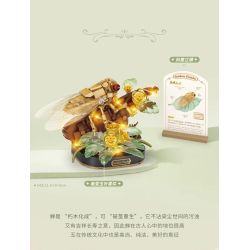 LOZ 4123 CÔN TRÙNG HOA CÕI LÁ NGỌC VE VÀNG bộ đồ chơi xếp lắp ráp ghép mô hình GOLDEN CICADA 376 khối