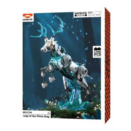 IAMBRICK 31102 MECHA HÌNH CON THÚ HƯƠU TRẮNG NHẢY bộ đồ chơi xếp lắp ráp ghép mô hình 1566 khối