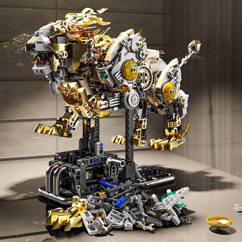 BEAUTY AND 13090 SƯ TỬ CƠ HỌC bộ đồ chơi xếp lắp ráp ghép mô hình SEMI MECHANICAL LION