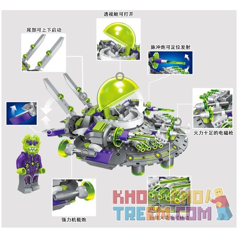 Enlighten 1611 Qman 1611 non  NGĂN CHẶN PHI THUYỀN NGOÀI HÀNH TINH bộ đồ chơi xếp lắp ráp ghép mô hình Space Adventure SPACE ADVENTURE INTERCEPT ALIEN CRUISER Thám Hiểm Không Gian 339 khối