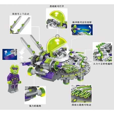 Enlighten 1611 Qman 1611 non  NGĂN CHẶN PHI THUYỀN NGOÀI HÀNH TINH bộ đồ chơi xếp lắp ráp ghép mô hình Space Adventure SPACE ADVENTURE INTERCEPT ALIEN CRUISER Thám Hiểm Không Gian 339 khối