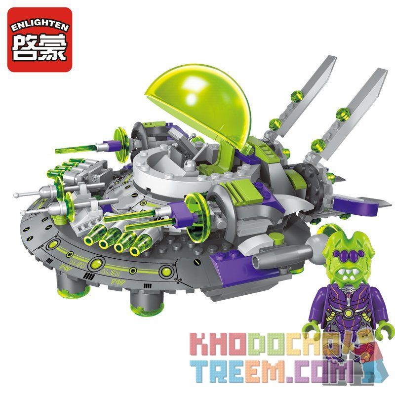 Enlighten 1611 Qman 1611 non  NGĂN CHẶN PHI THUYỀN NGOÀI HÀNH TINH bộ đồ chơi xếp lắp ráp ghép mô hình Space Adventure SPACE ADVENTURE INTERCEPT ALIEN CRUISER Thám Hiểm Không Gian 339 khối