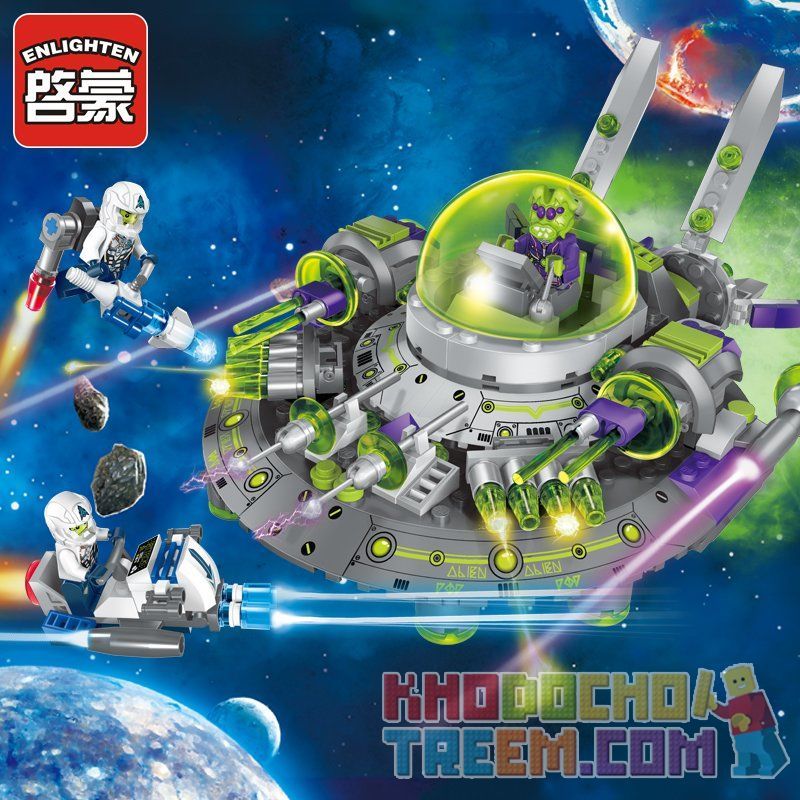 Enlighten 1611 Qman 1611 non  NGĂN CHẶN PHI THUYỀN NGOÀI HÀNH TINH bộ đồ chơi xếp lắp ráp ghép mô hình Space Adventure SPACE ADVENTURE INTERCEPT ALIEN CRUISER Thám Hiểm Không Gian 339 khối