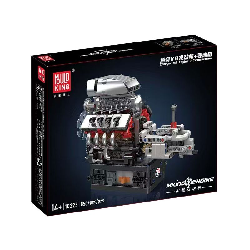 MouldKing 10225 V8 Engine Xếp hình lắp ráp ghép mô hình Động cơ Dodge V8, truyền tải