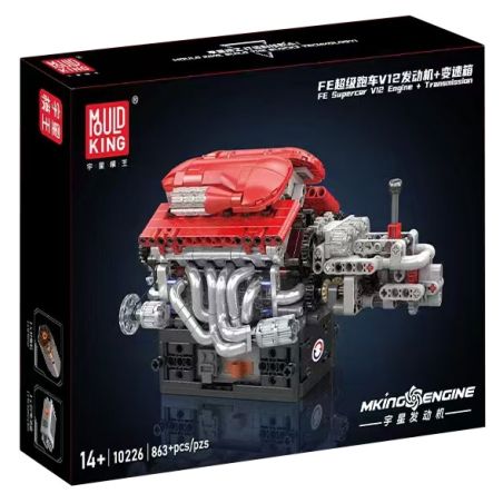MouldKing 10226 Mould King 10226 ĐỘNG CƠ SUPERCAR V12 FE TRUYỀN TẢI bộ đồ chơi xếp lắp ráp ghép mô hình Technic V12 ENGINE Kỹ Thuật Công Nghệ Cao Mô Hình Phương Tiện 863 khối